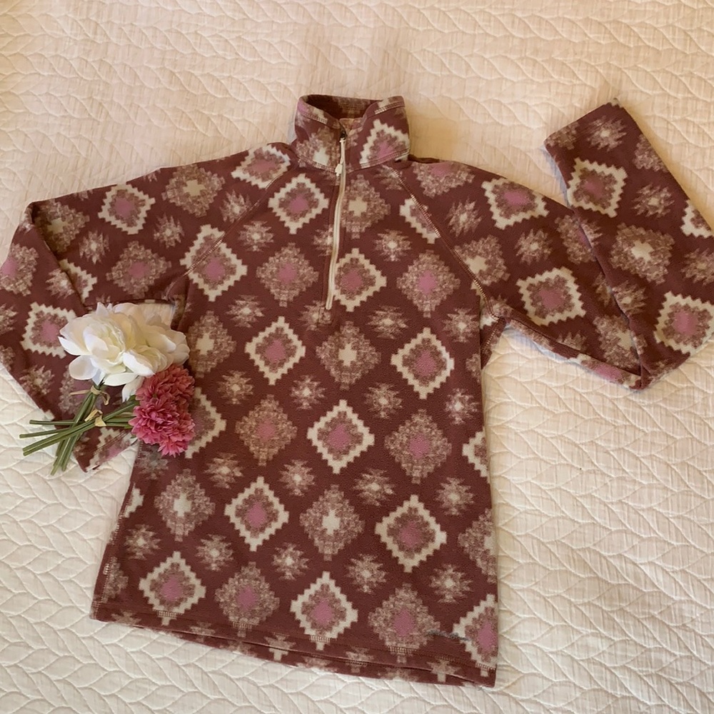 Eddie Bauer Blush Pink Aztec Pullover Fleece